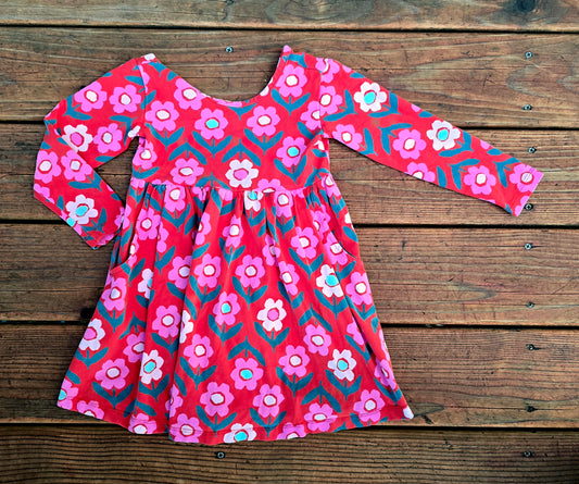 Hanna Andersson Girls Red Long Sleeve Dress-4T