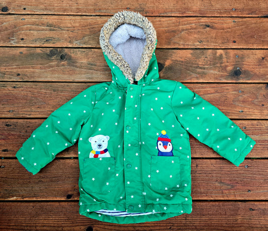 Boden Girls Green 2 In 1 Padded Coat-3T/4T