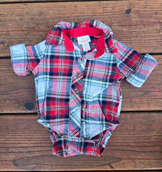 Cat&Jack Boys Plaid Button Down Bodysuit-NB