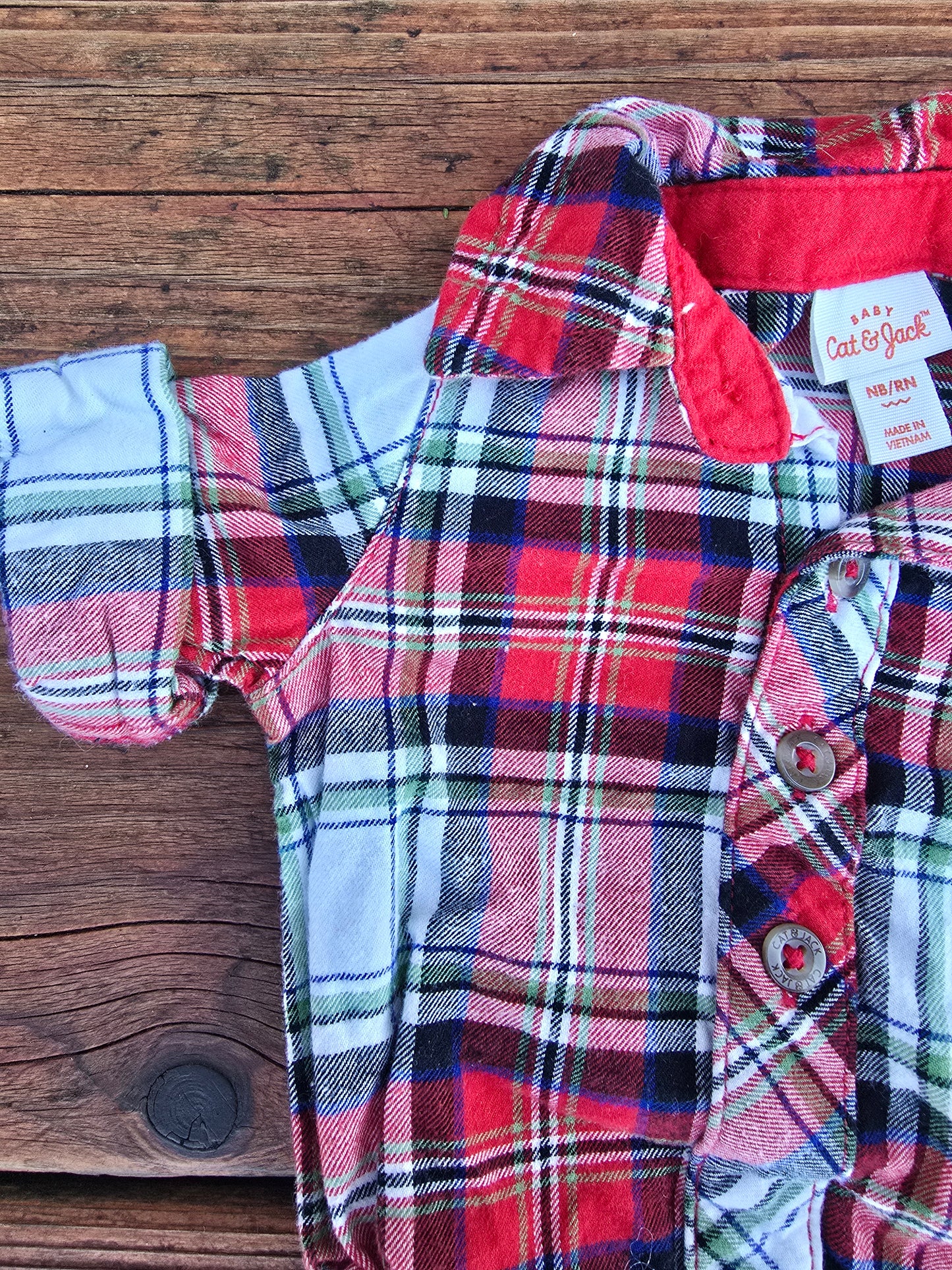 Cat&Jack Boys Plaid Button Down Bodysuit-NB
