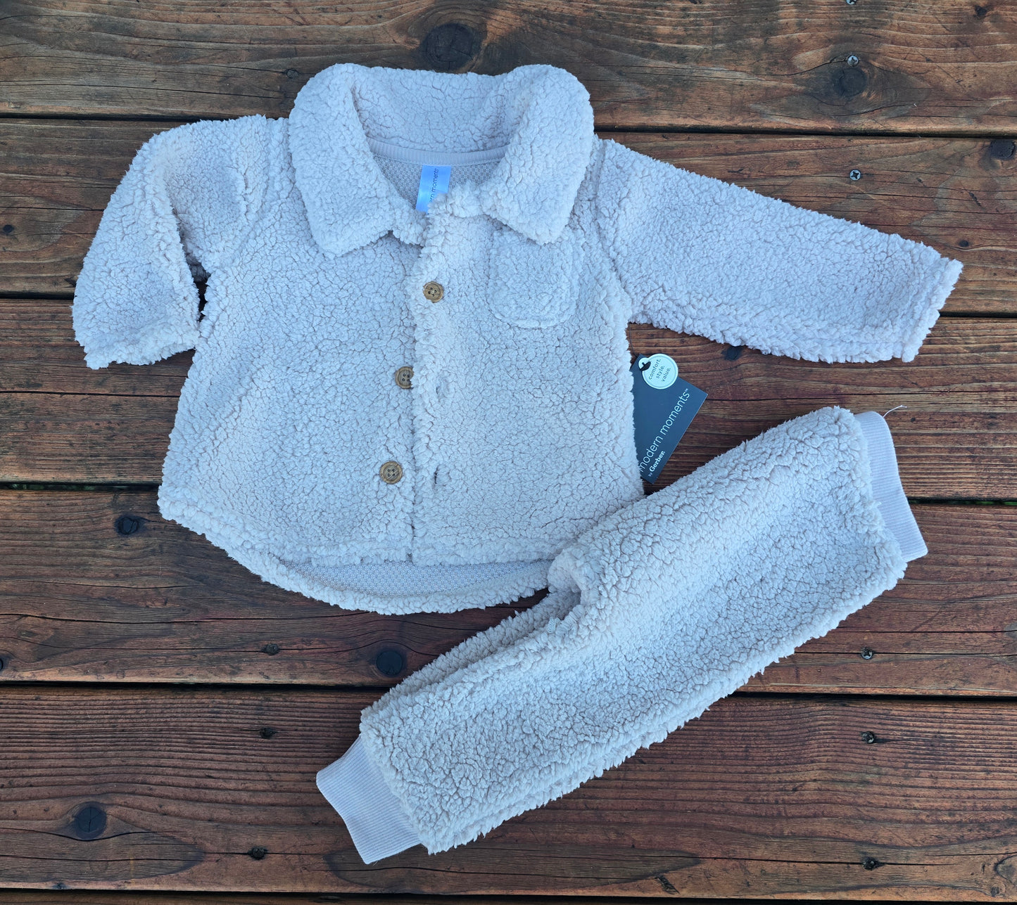 NWT Modern Moments Girls Beige Sherpa Sweatsuit-12M