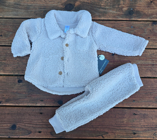 NWT Modern Moments Girls Beige Sherpa Sweatsuit-12M