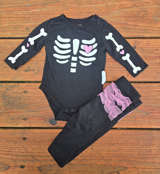 Tahari Girls Skeleton Bodysuit Outfit-0/3M