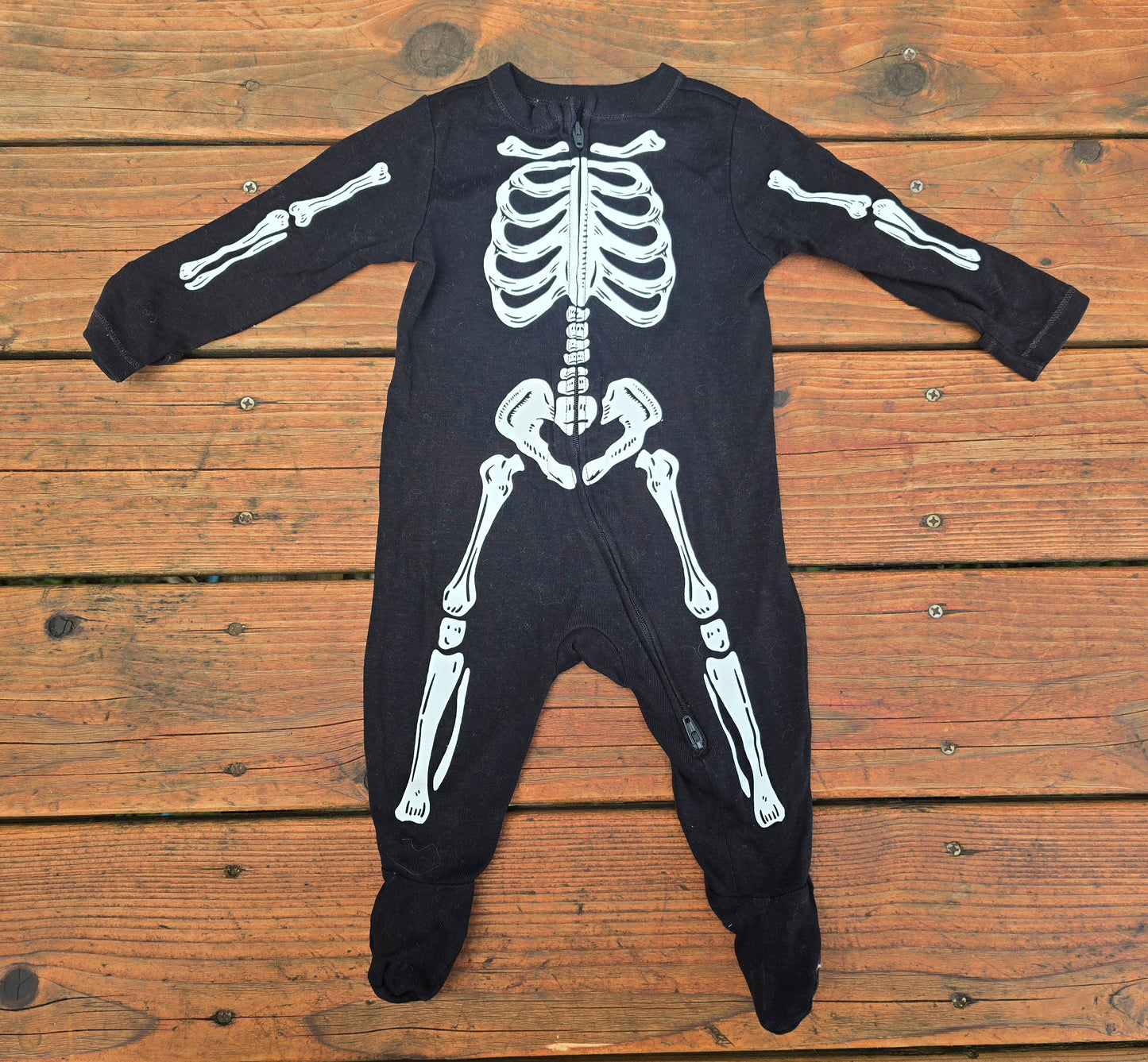 Old Navy Skeleton Snug Fit Zip Pajama-3/6M