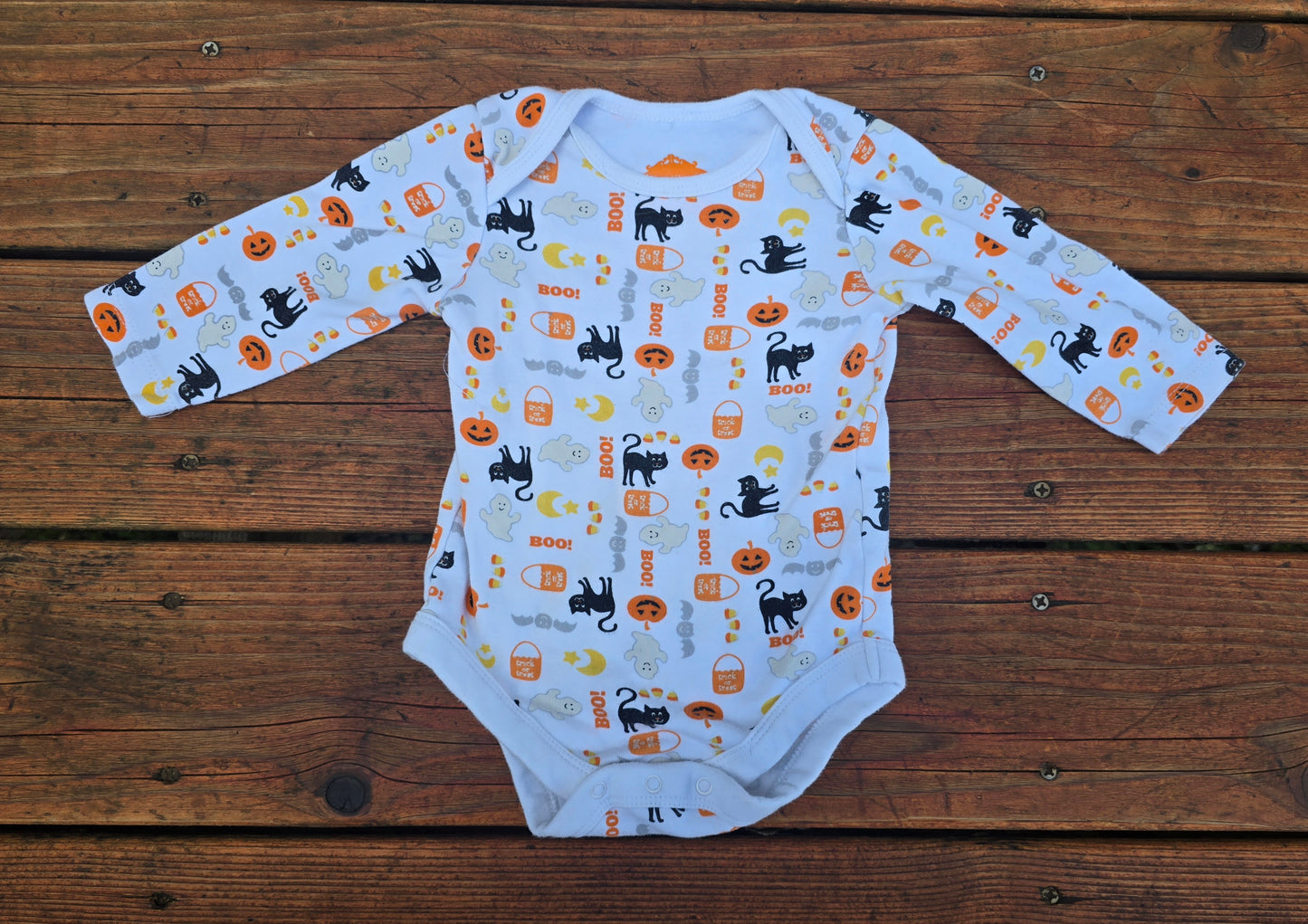 Boo Halloween Long Sleeve Onesie-6/9M
