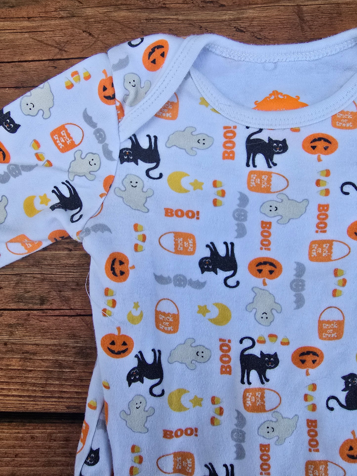 Boo Halloween Long Sleeve Onesie-6/9M