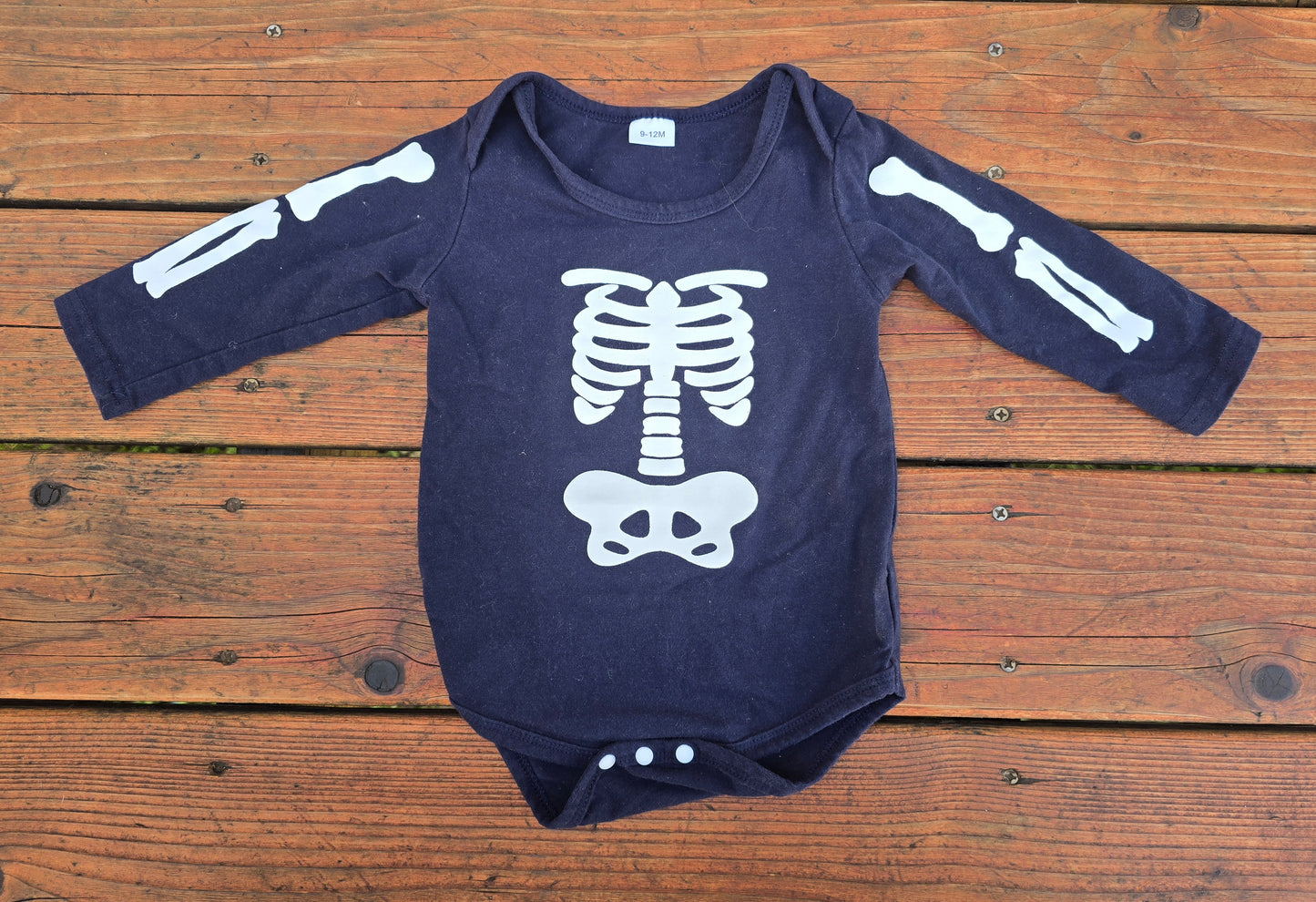 Boys Skeleton Long Sleeve Onesie-9/12M