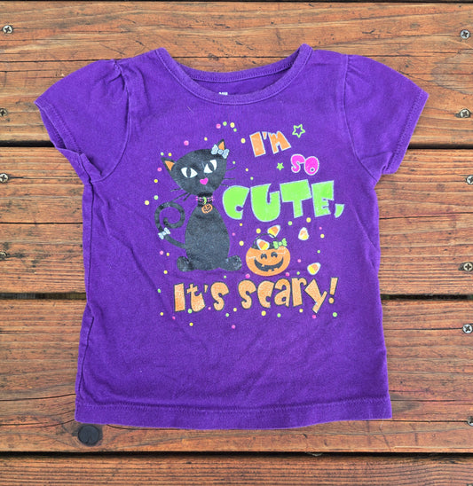 Girls Black Cat Halloween Shirt-24M