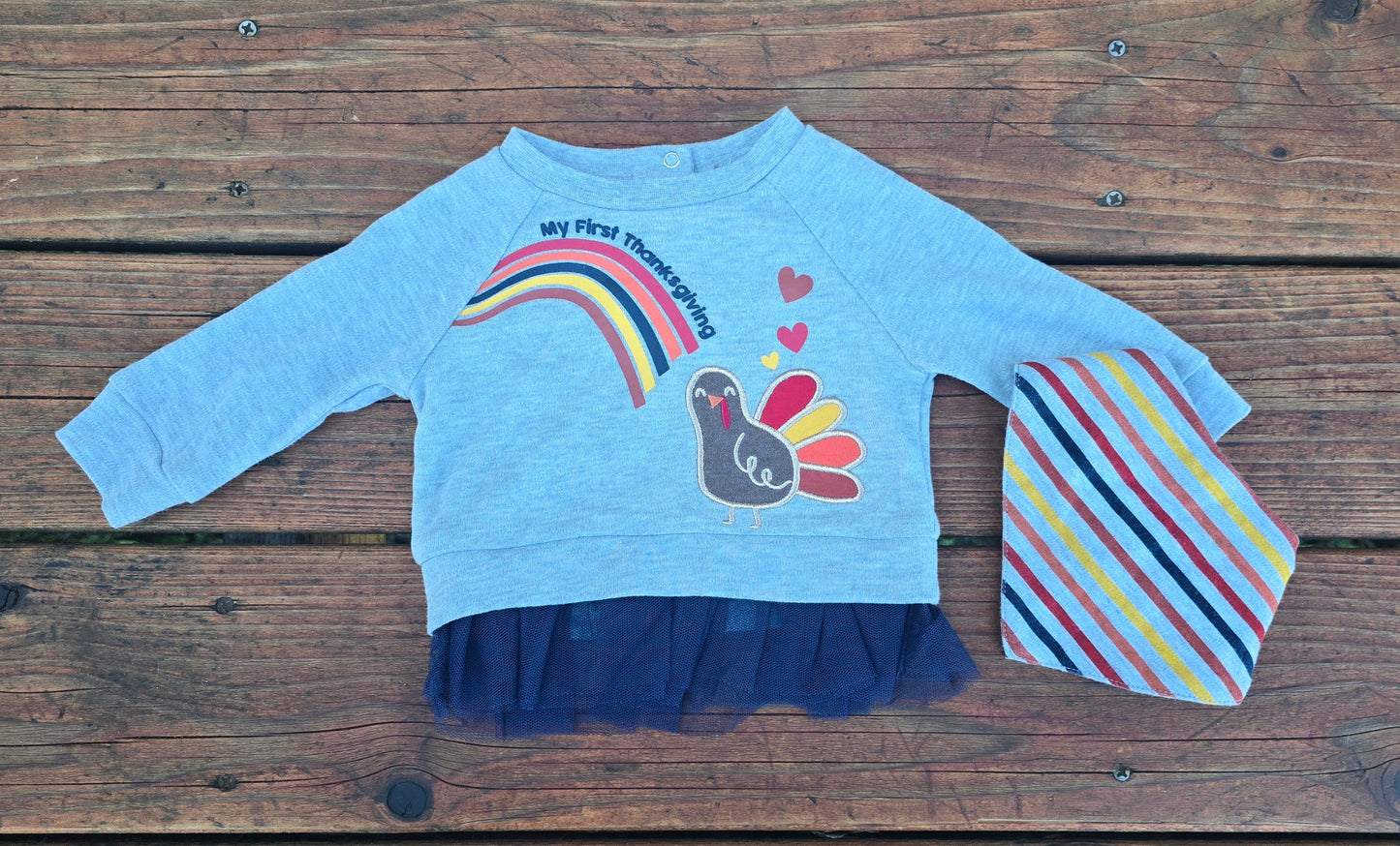 Celebrate! Girls 2 Piece Turkey Blouse-0/3M