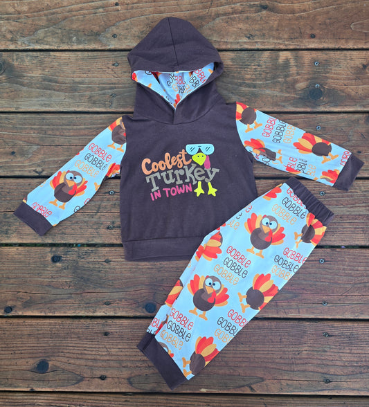 Boys Turkey Sweatsuit Outfit-9/12M