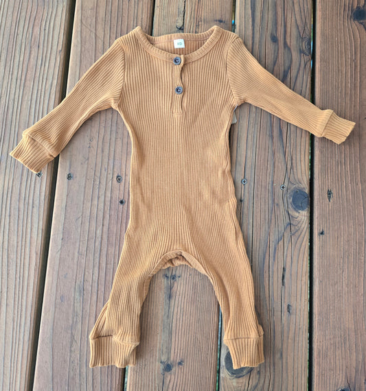 Unisex Ribbed Long Sleeve Romper-6-12M