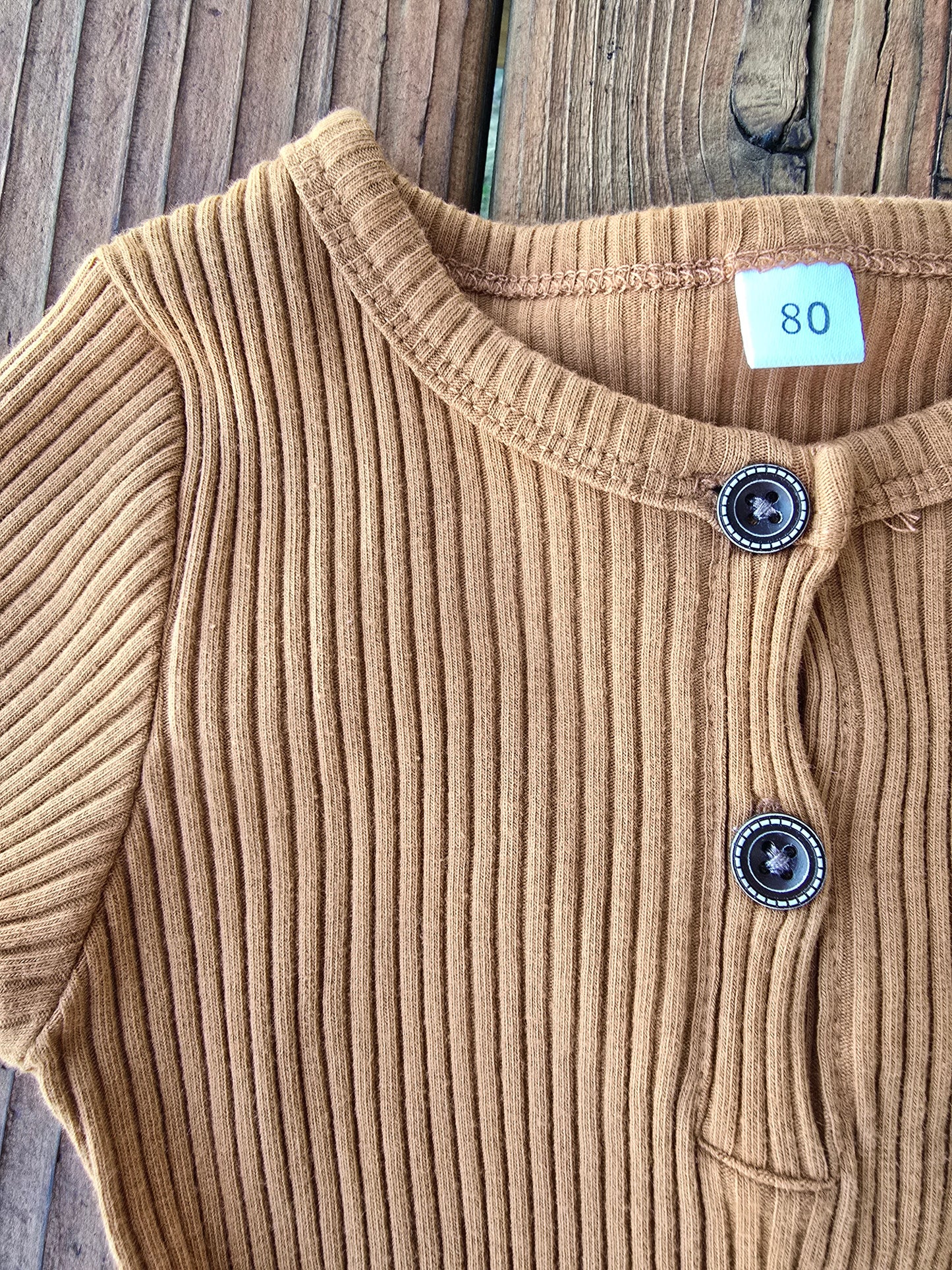 Unisex Ribbed Long Sleeve Romper-6-12M