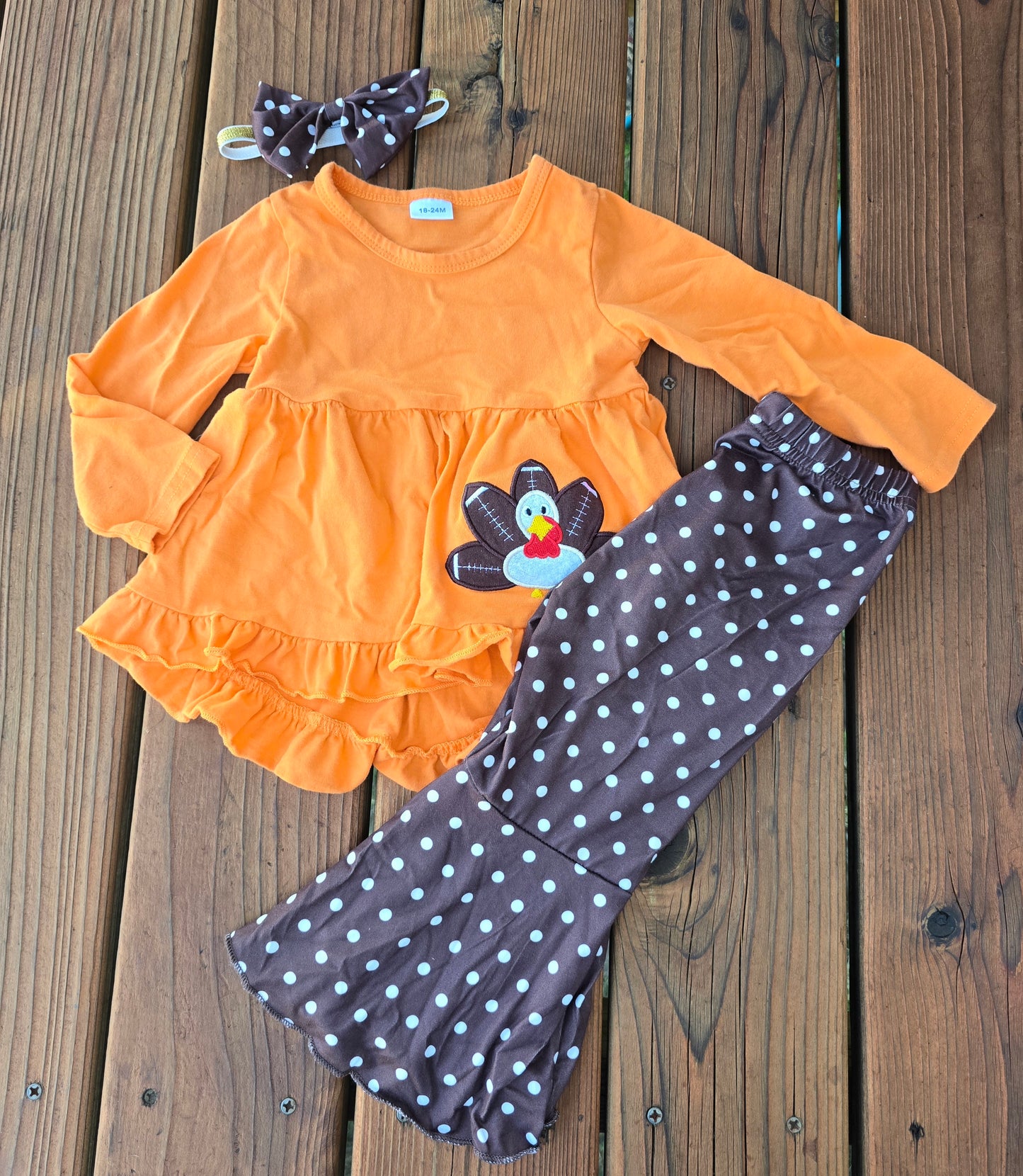 Girls 3 Piece Thanksgiving Outfit-18/24M