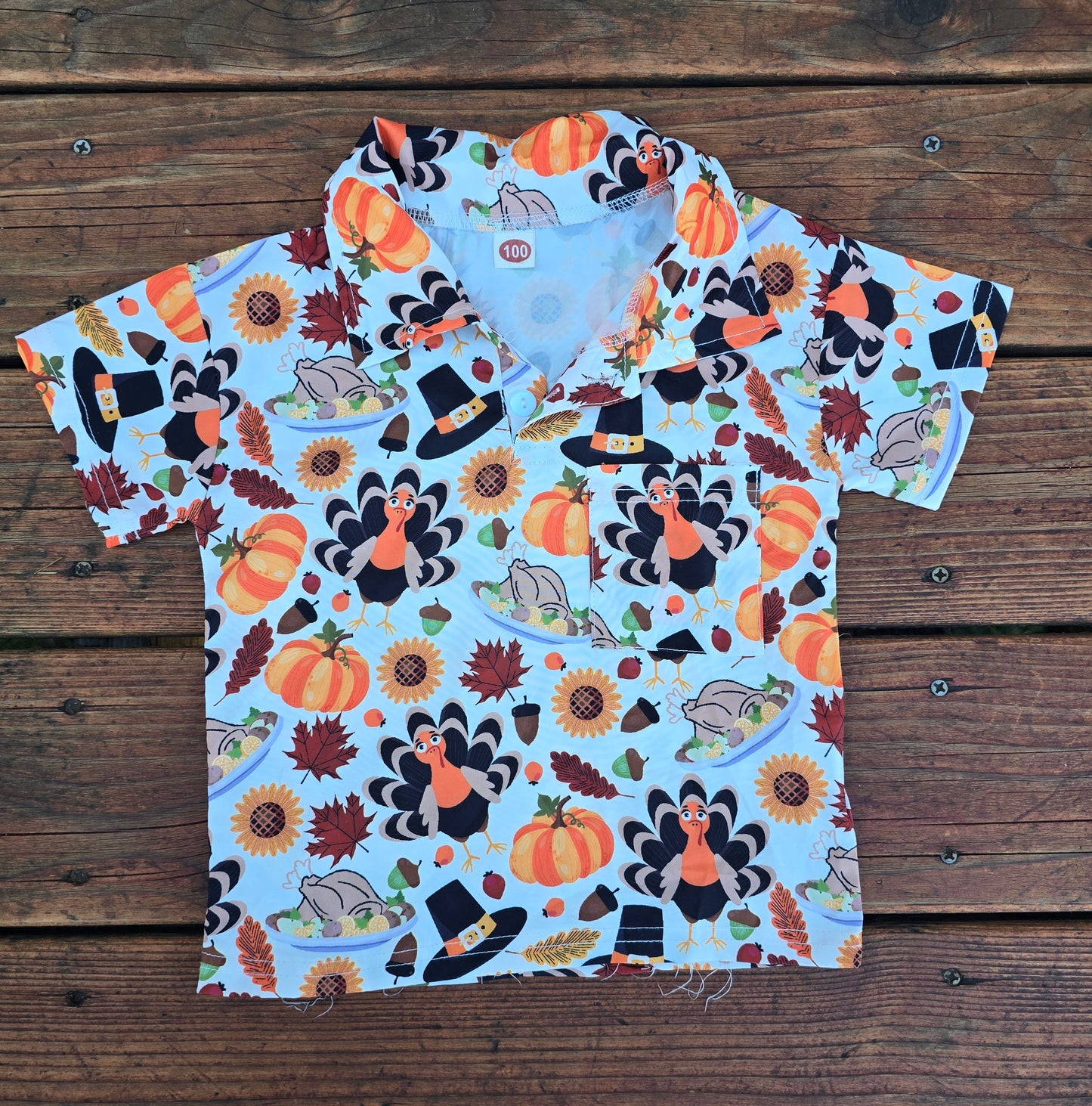 Boys Thanksgiving Polo Shirt-2T/3T