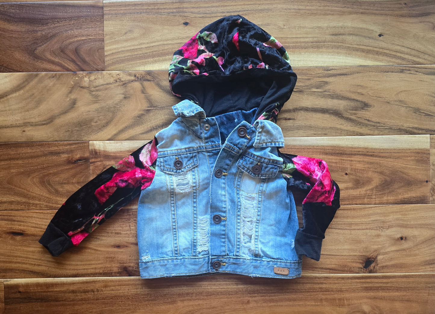Girls Floral Denim Jacket-12/18M