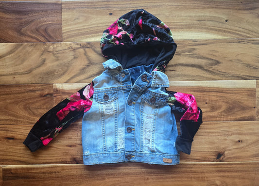 Girls Floral Denim Jacket-12/18M