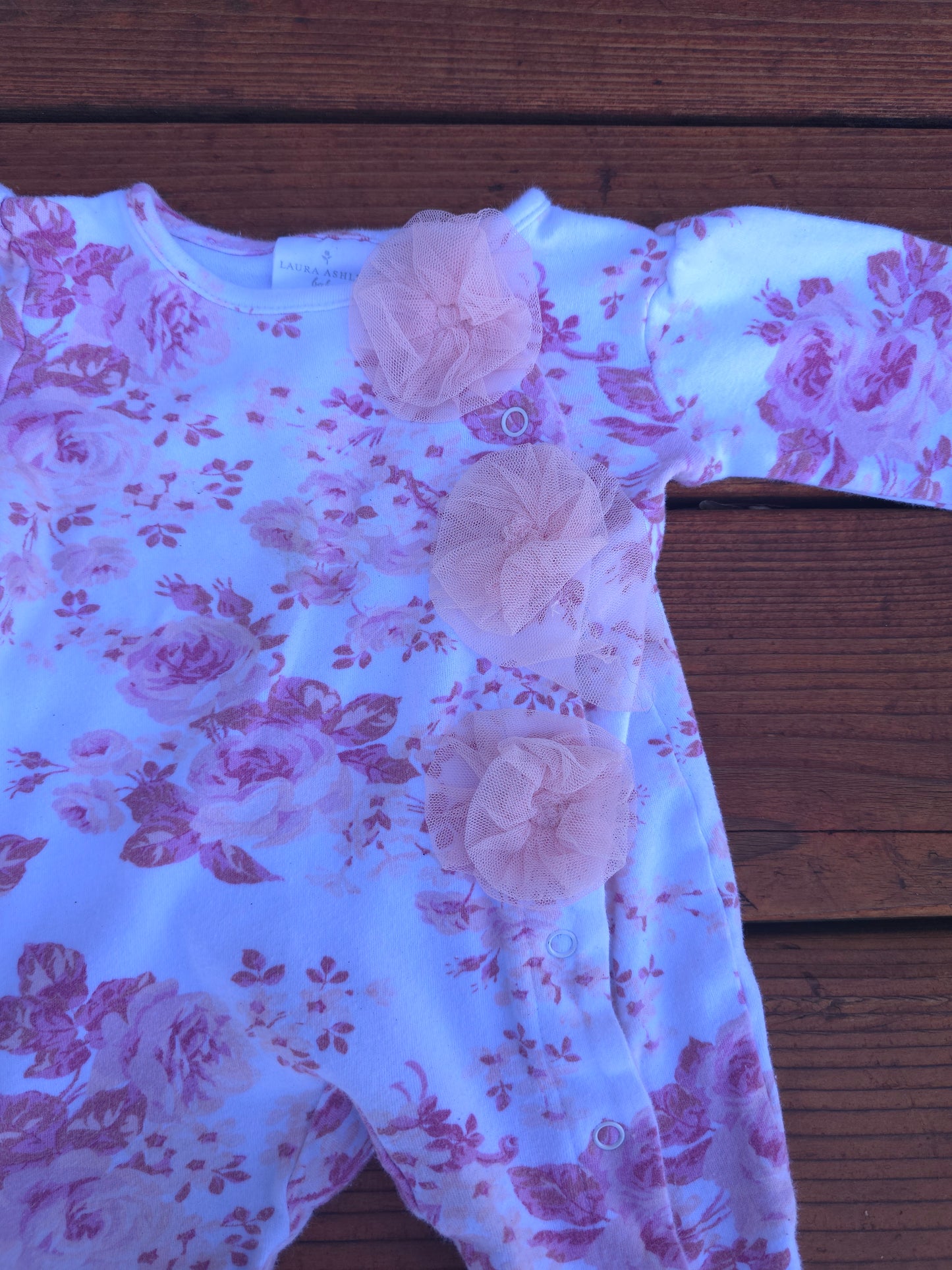 Laura Ashley Girls Snug Fit Snap Pajama-6/9M