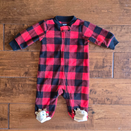 Carter's Plaid Fleece Zip Pajama-3M