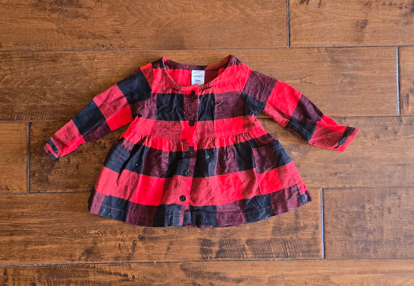 Carter's Girls Red Plaid Dress-6M