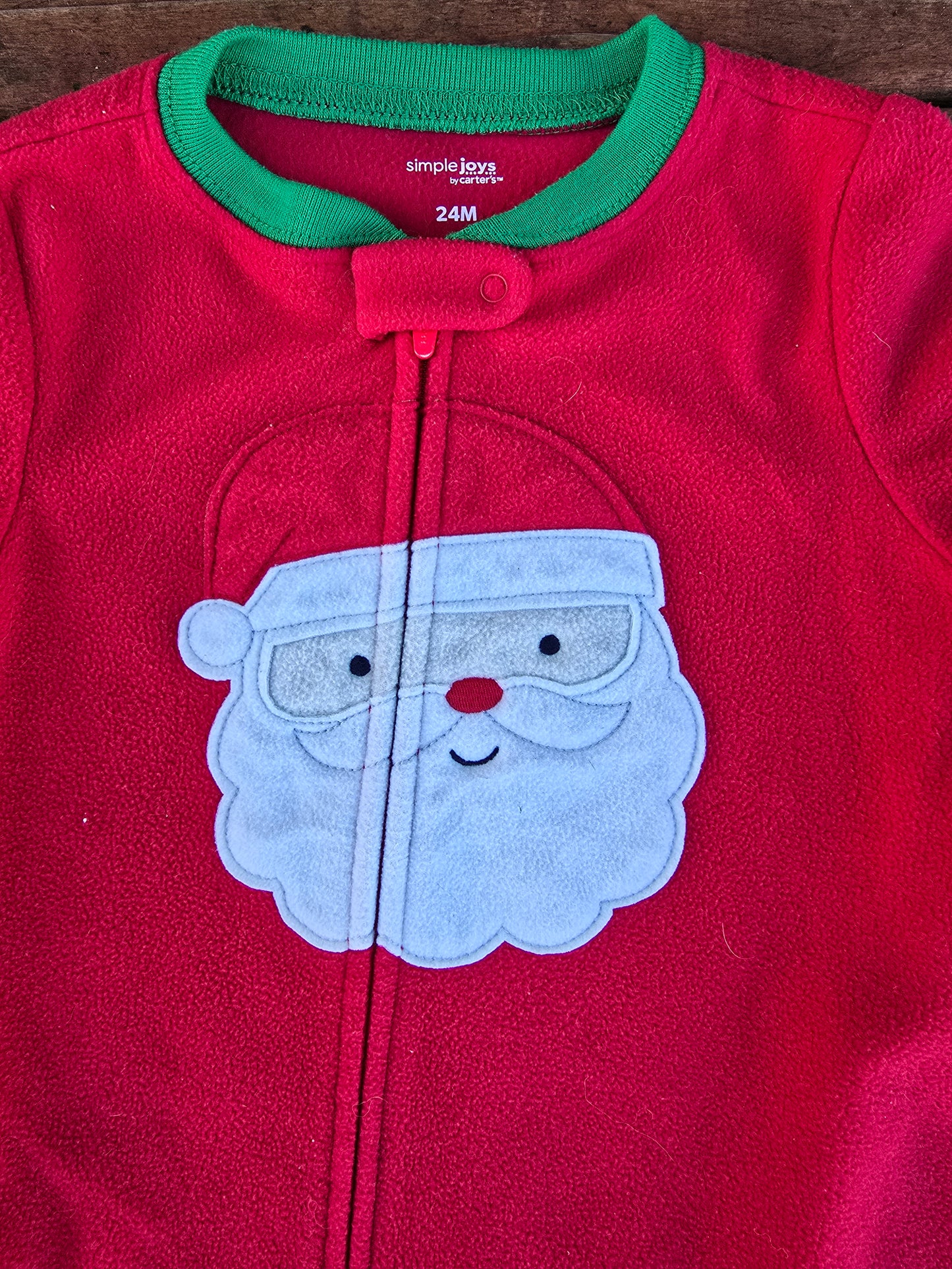 Simple Joys Santa Fleece Zip Pajama-24M