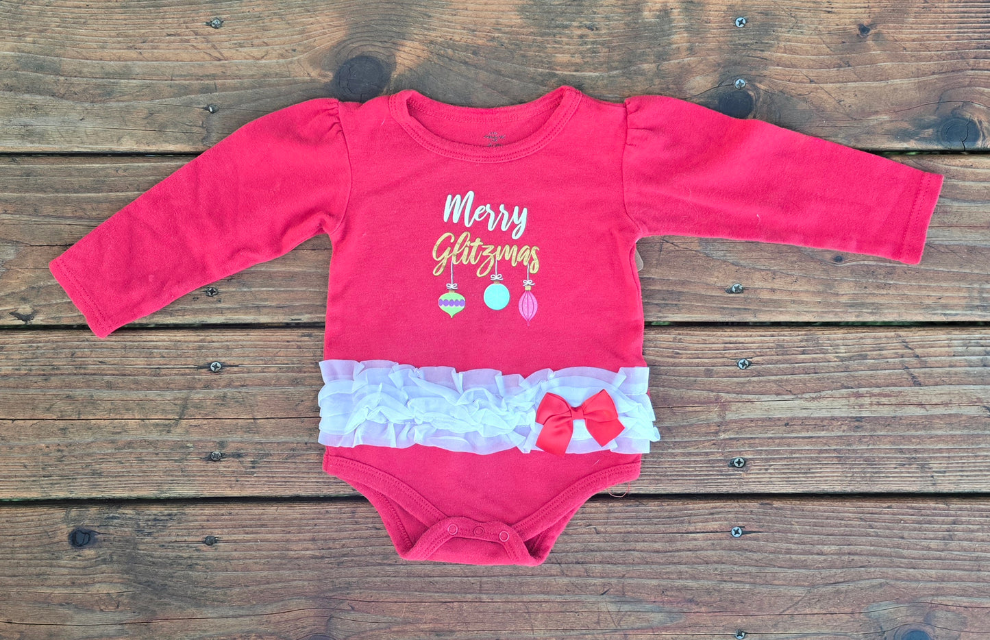 Girls Christmas Long Sleeve Bodysuit-24M