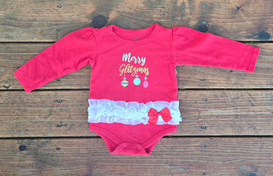 Girls Christmas Long Sleeve Bodysuit-24M