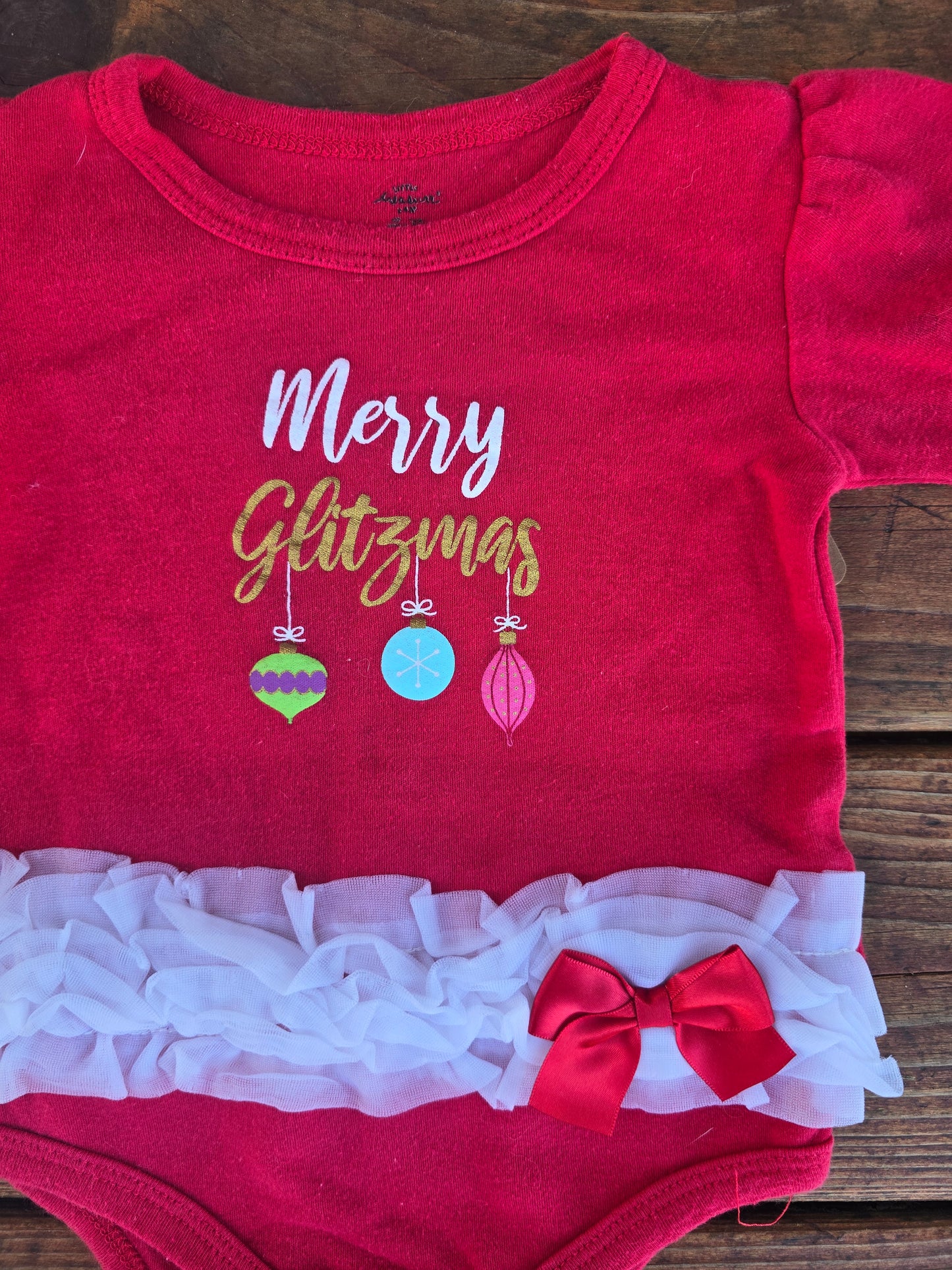 Girls Christmas Long Sleeve Bodysuit-24M