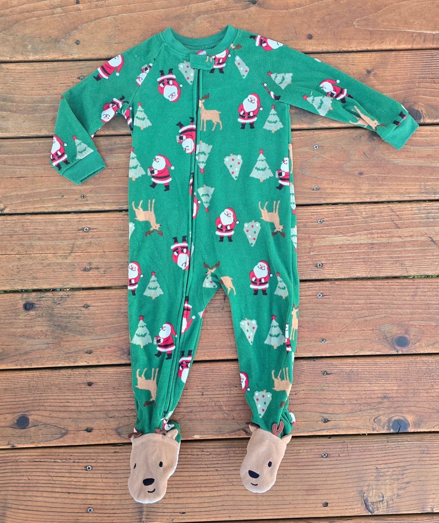 Carter's Boys Green Fleece Zip Pajama-2T