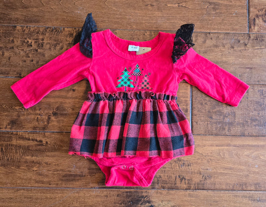 Girls Christmas Onesie Dress-0/3M