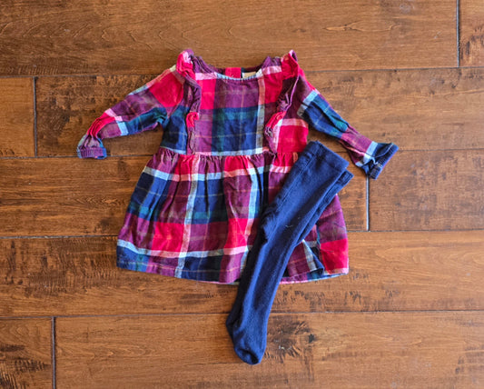 Carter's Girls Plaid Dress Set-3/6M
