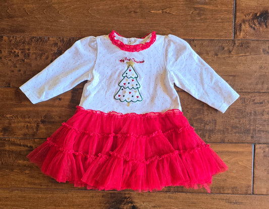 Little Me Girls Christmas Dress-9M