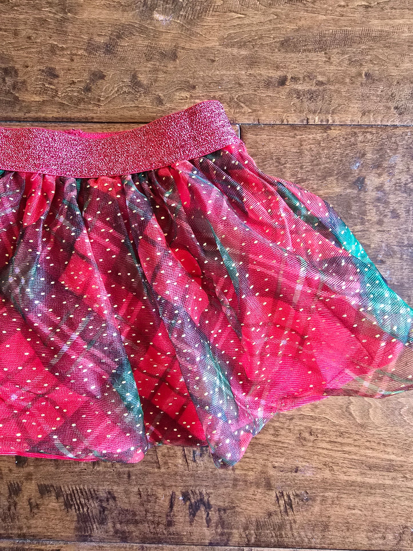 Holiday Time Girls Plaid Christmas Tutu-6/9M
