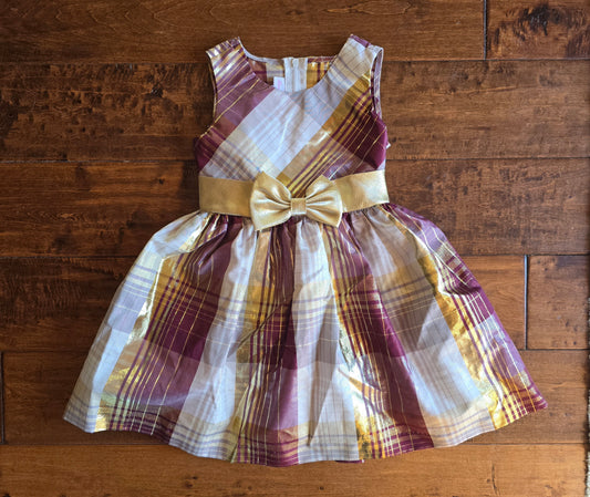 Bonnie Jean Wine & Plaid Dress-3T