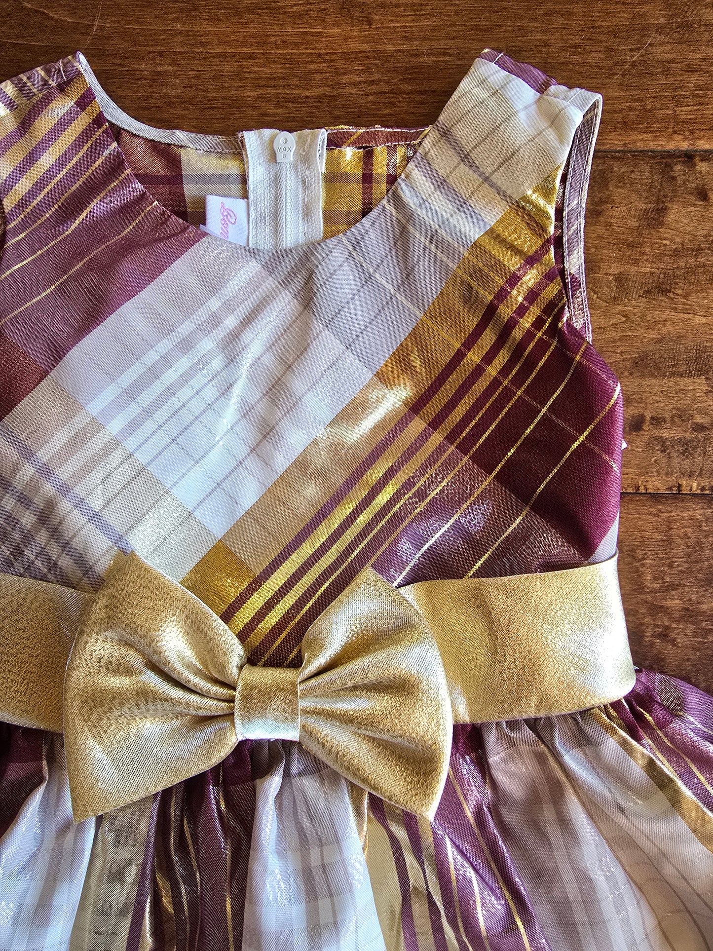 Bonnie Jean Wine & Plaid Dress-3T