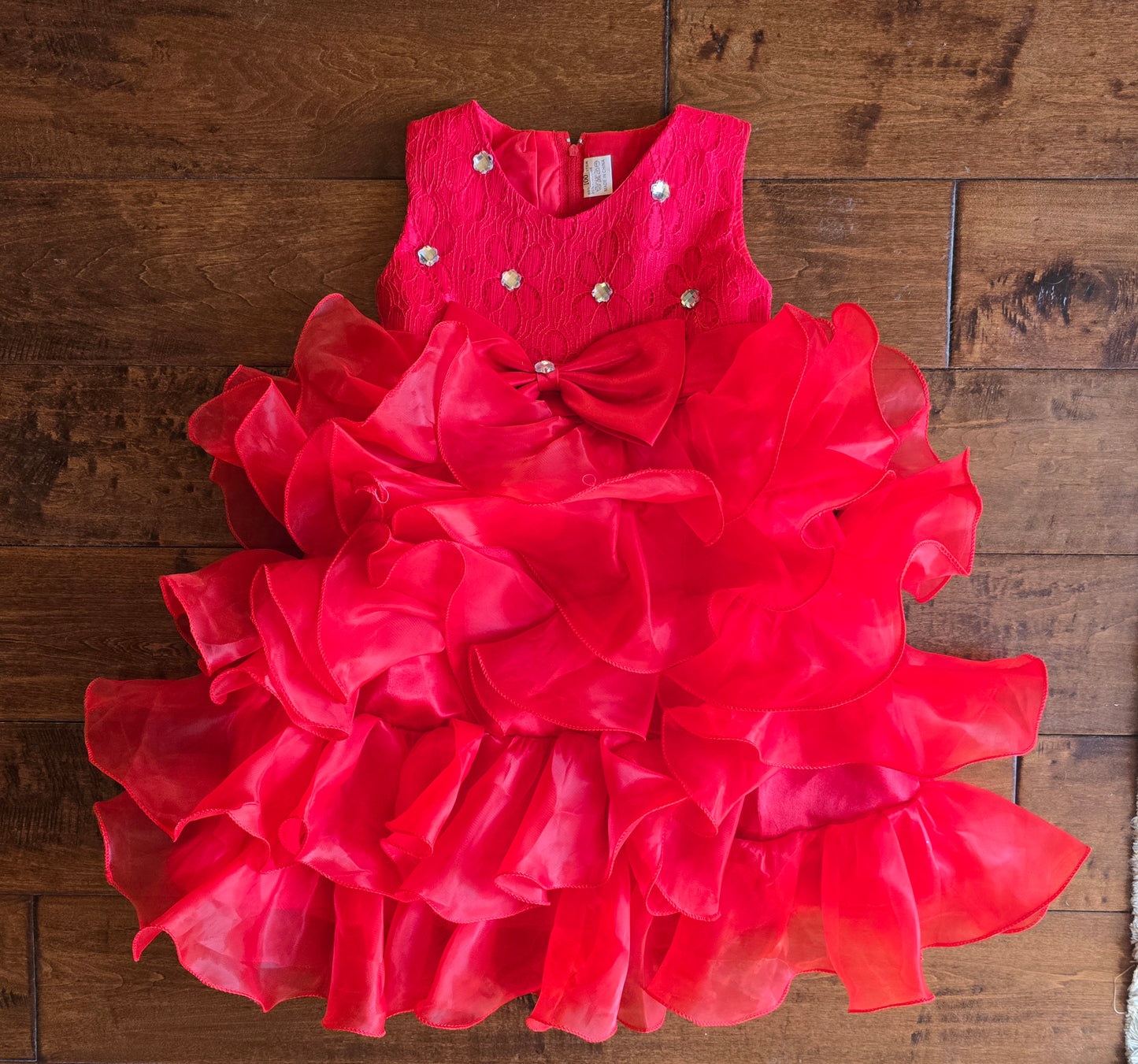 Red Ruffle & Lace Formal Dress-3T