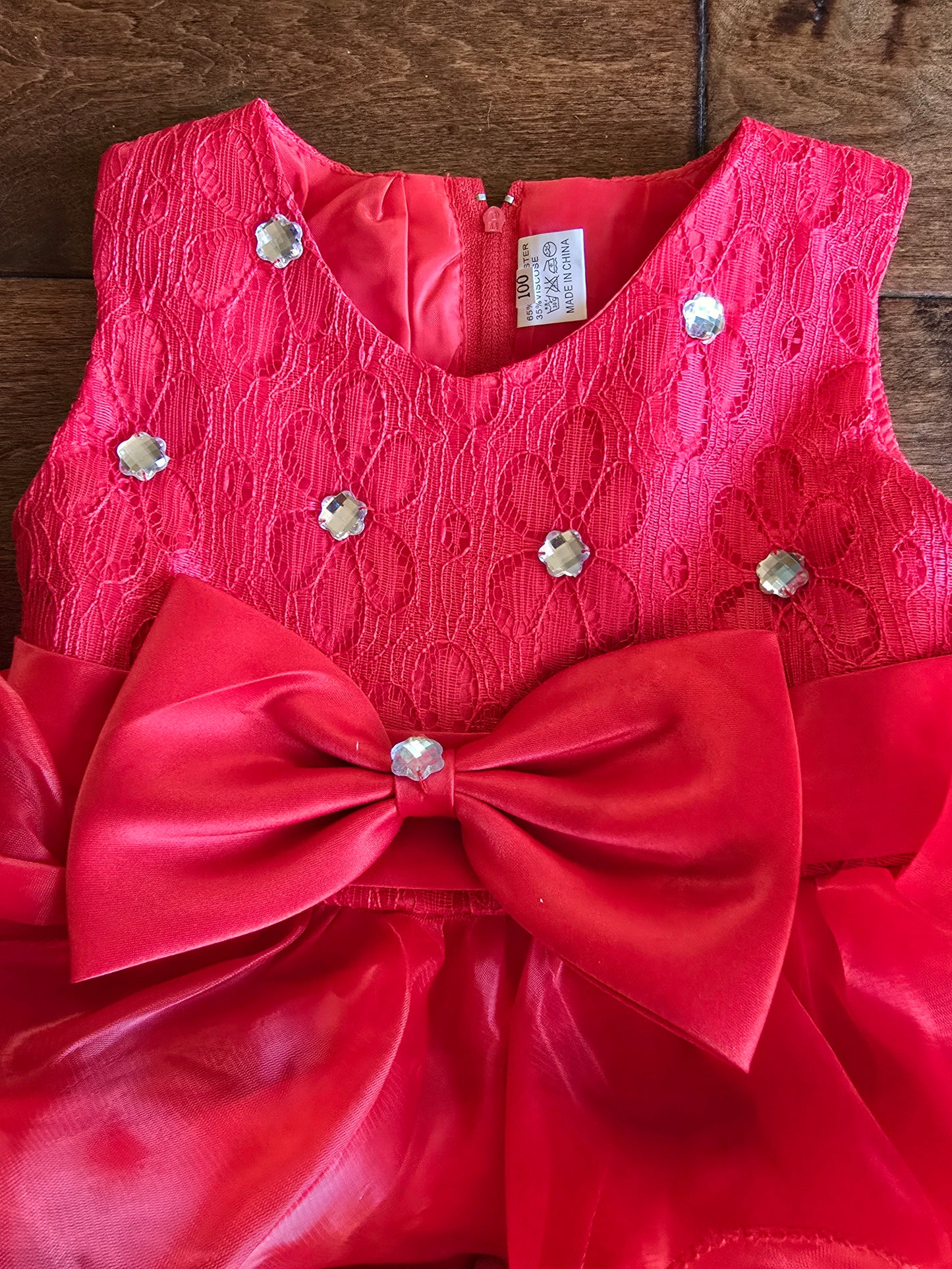 Red Ruffle & Lace Formal Dress-3T
