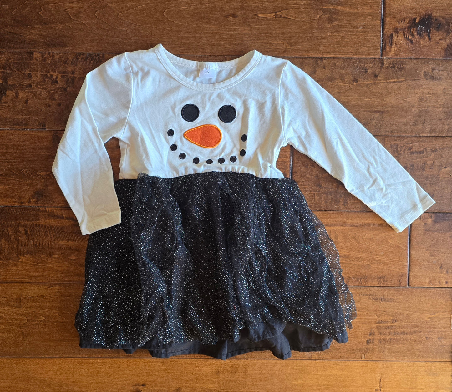 Girls Long Sleeve Snowman Dress-4T