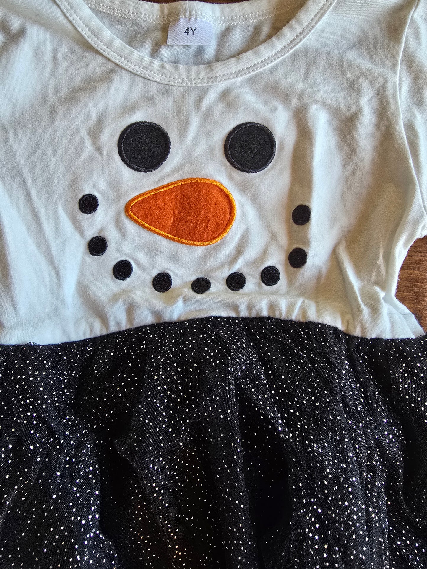 Girls Long Sleeve Snowman Dress-4T