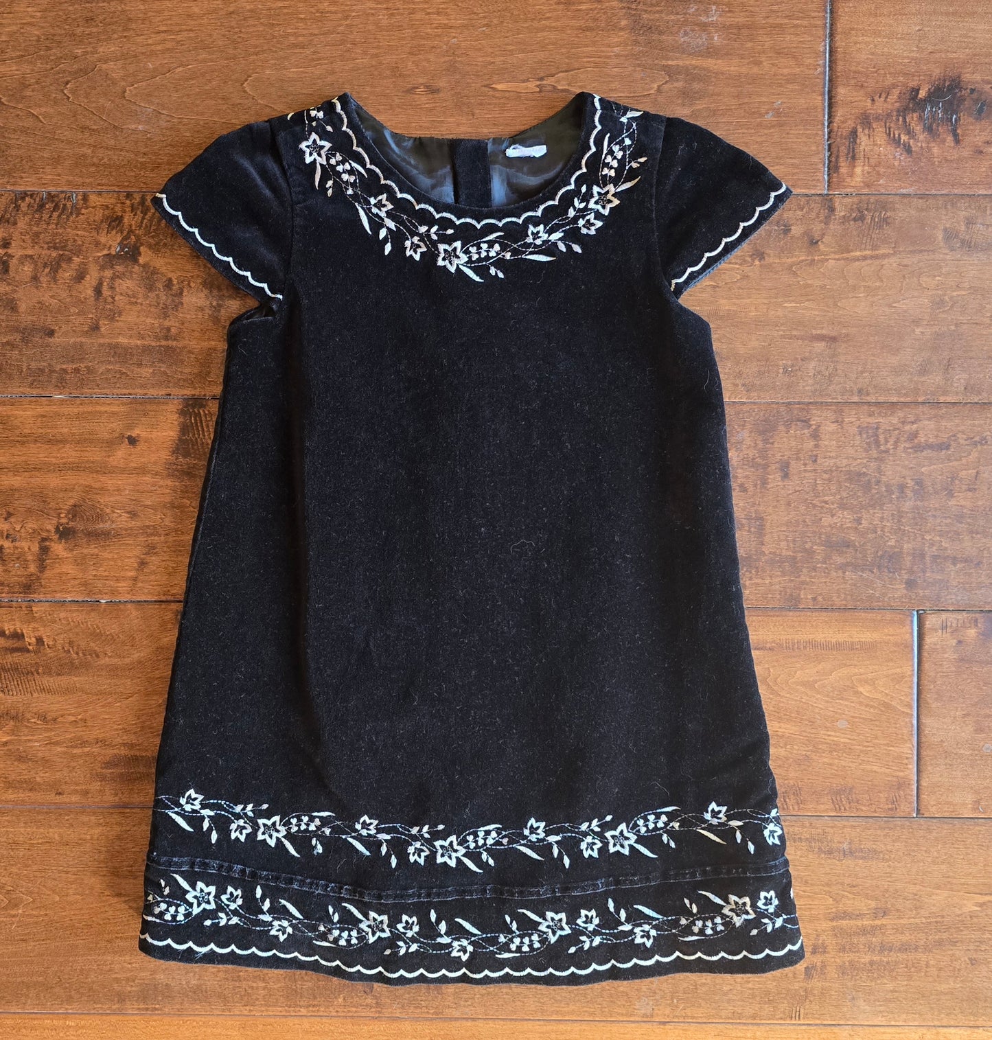 Girls Black Velvet Dress-4T
