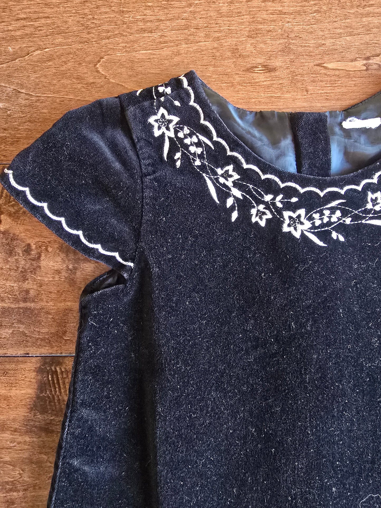 Girls Black Velvet Dress-4T