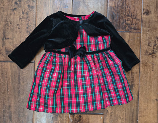 George Girls Sleeveless Christmas Dress+Shrug-0/3M