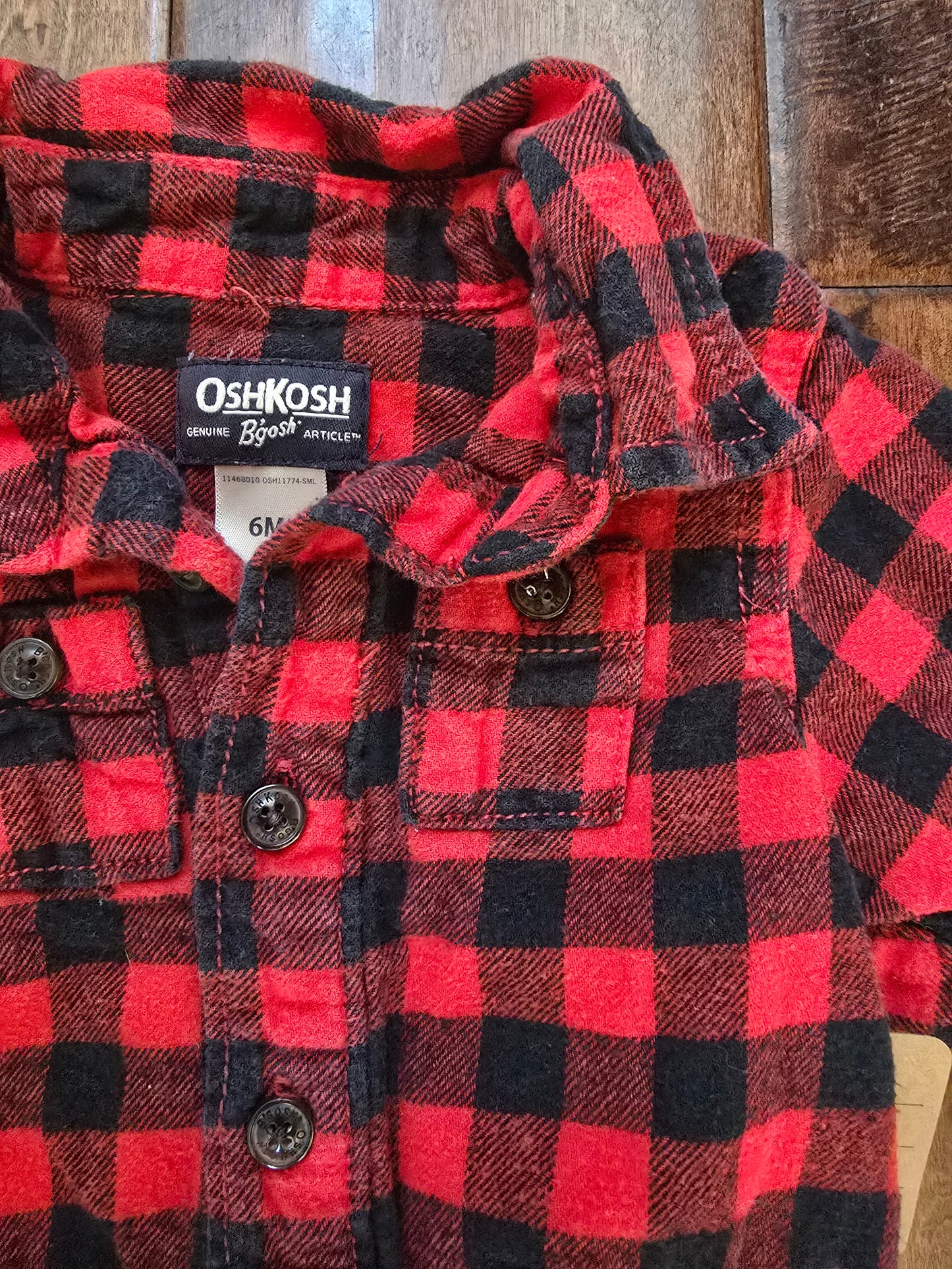 OshKosh Boys Button Down Bodysuit-6M