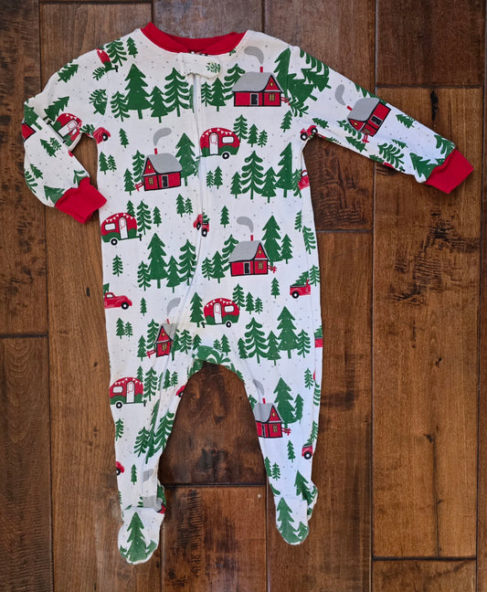Holiday Time Zip Front Pajama-6/9M