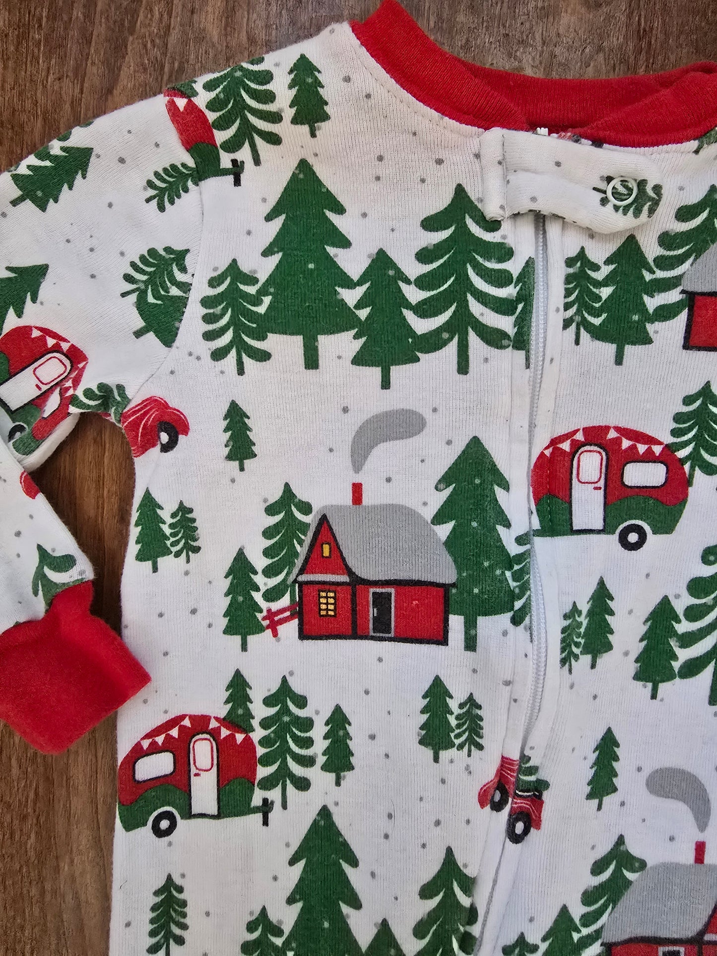 Holiday Time Zip Front Pajama-6/9M