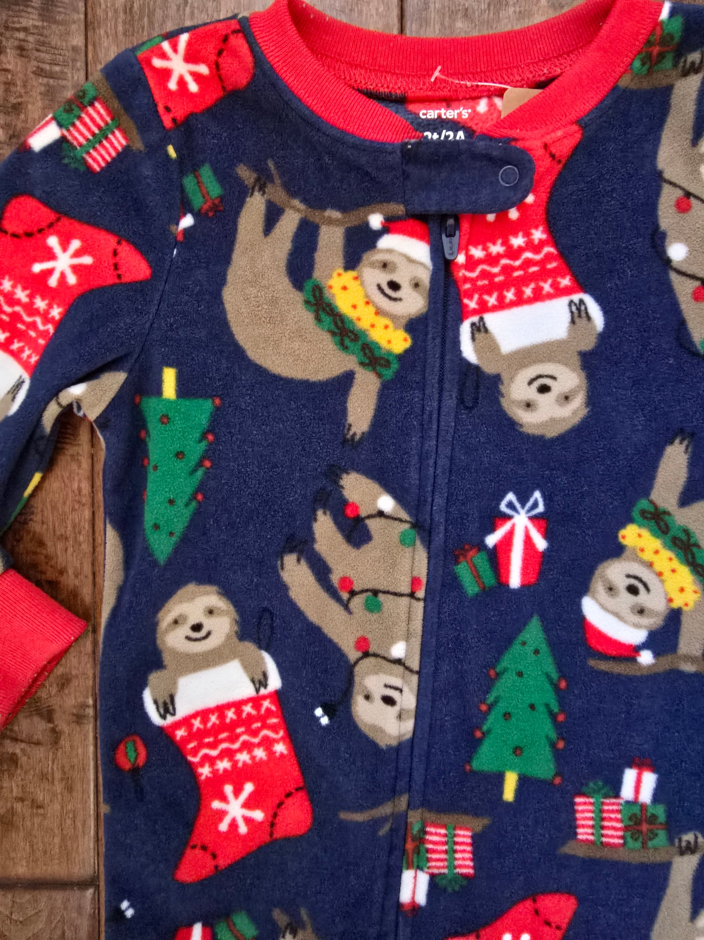 Carter's Boys Sloth Fleece Zip Pajama-2T