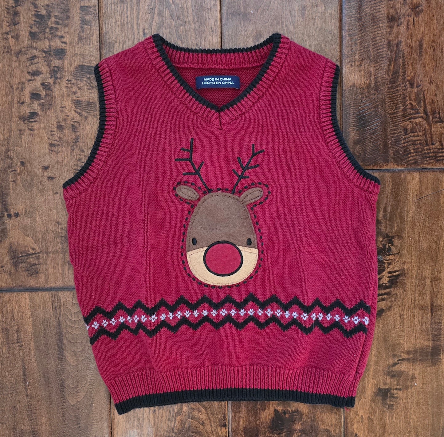 Boys Reindeer Knit Sweater Vest-4T