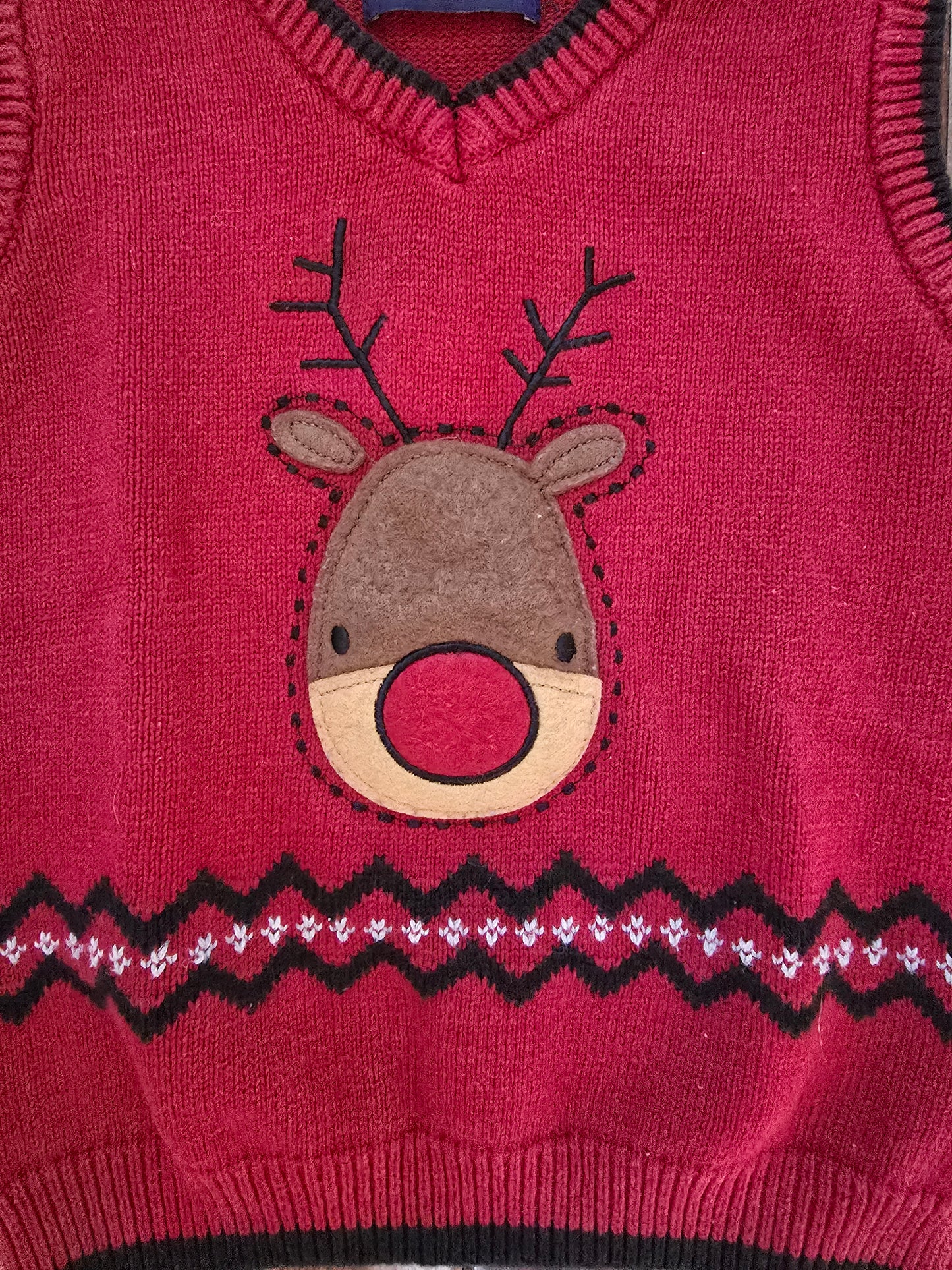Boys Reindeer Knit Sweater Vest-4T