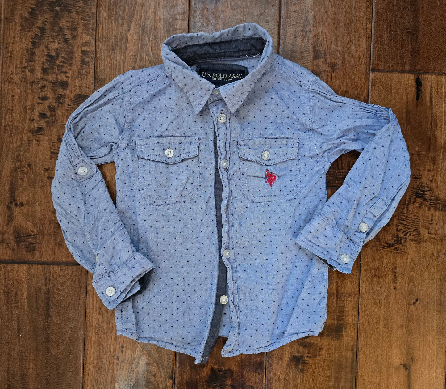 U.S. Polo Boys Long Sleeve Button Down-4T