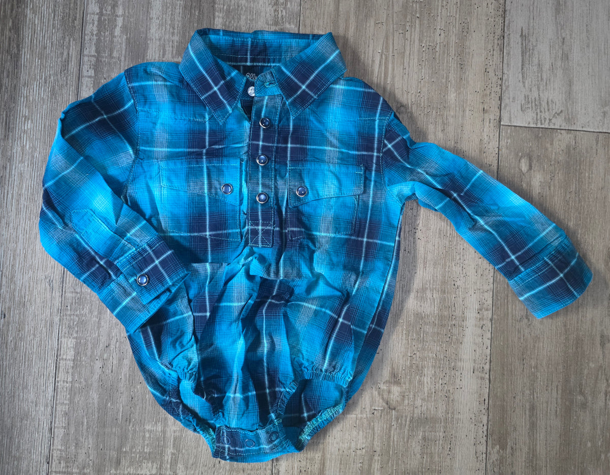 Wrangler Boys Western Button-Front Romper - 6/9M