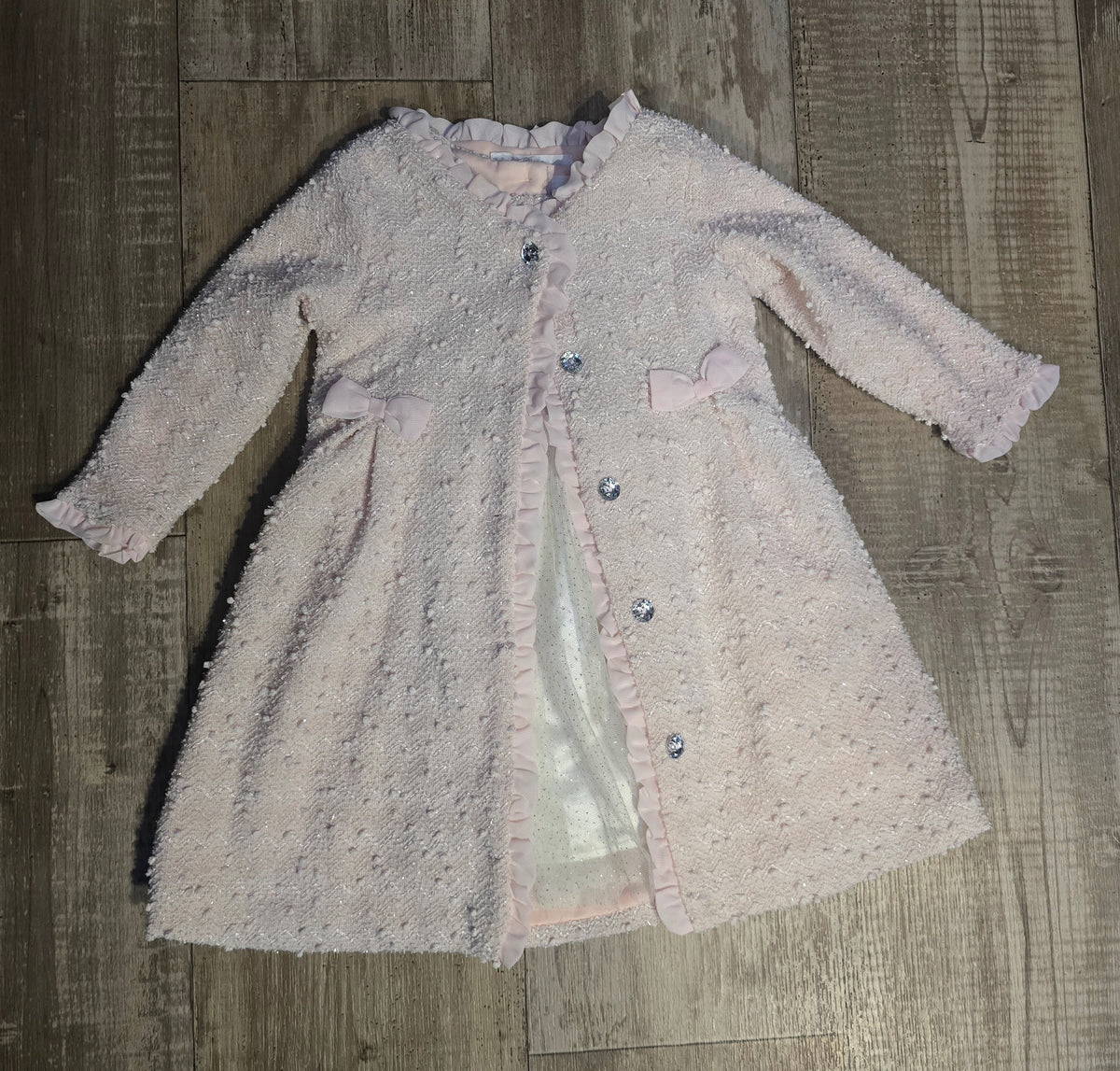 Girls Tweed Formal Dress & Long Sleeve Coat Set – 24M